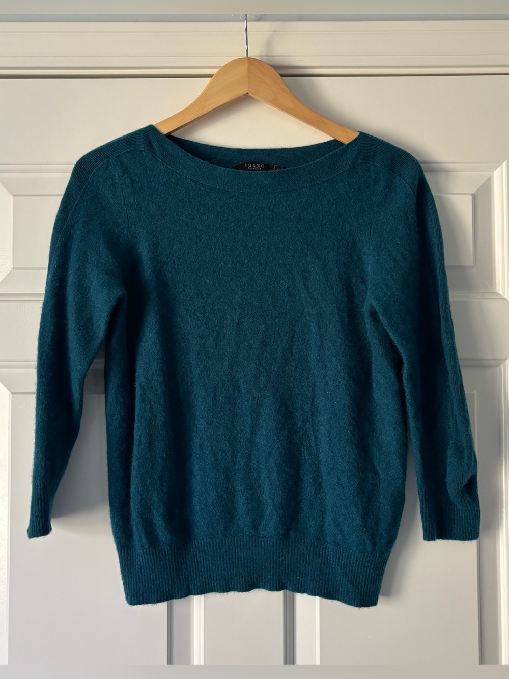 LUSSO Teal Cashmere Boatneck Sweater